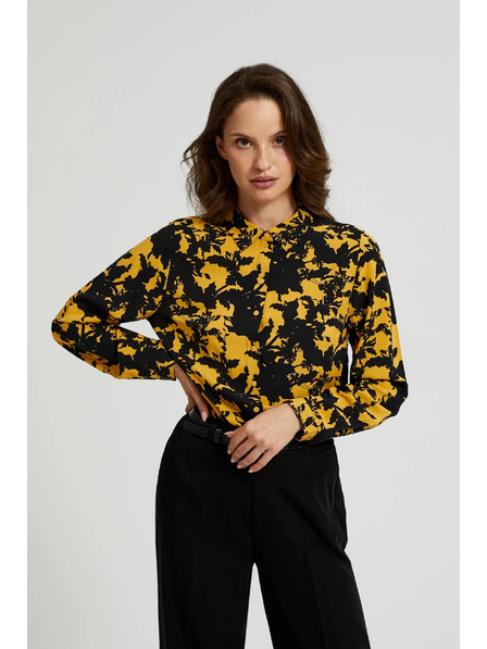 Moodo Viskose-Hemd mit Druck und Kragen gelb von Moodo