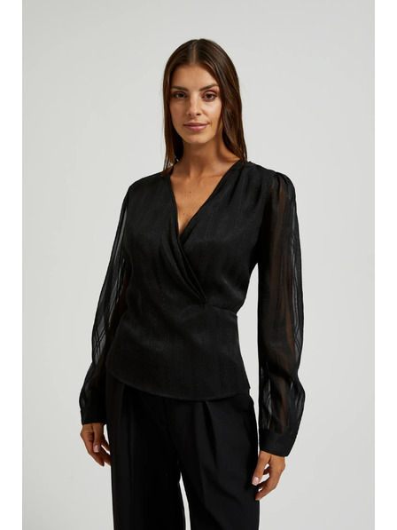 Moodo Elegantes schwarzes V-Ausschnitt-Hemd von Moodo