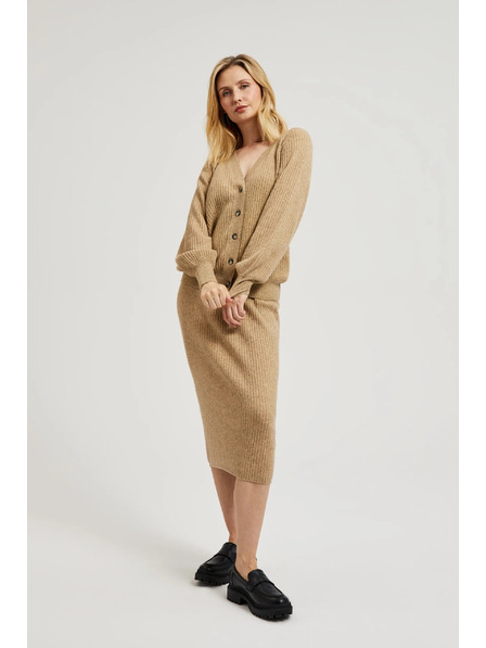 Moodo Gestrickter Midirock beige Moodo