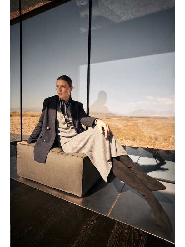 Moodo Gestrickter Midirock grau Moodo