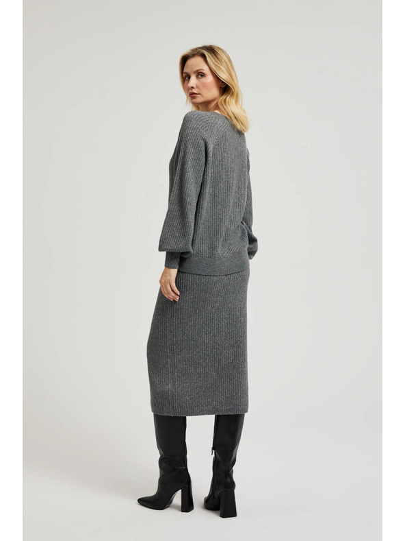 Moodo Gestrickter Midirock grau Moodo