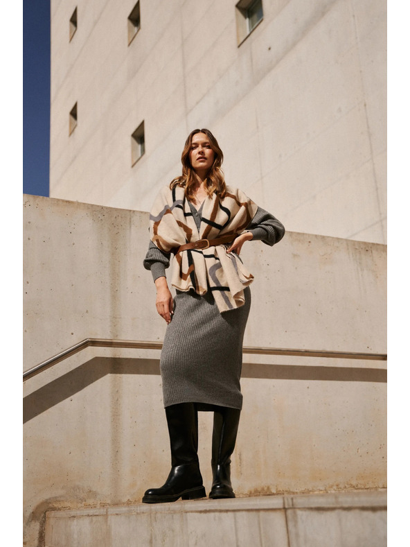 Moodo Gestrickter Midirock grau Moodo