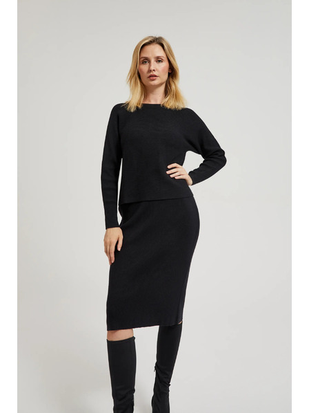 Moodo Gestrickter schwarzer Bleistiftrock Moodo