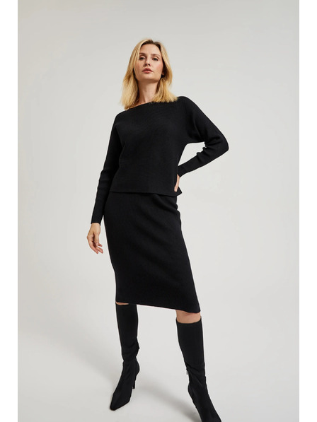 Moodo Gestrickter schwarzer Bleistiftrock Moodo