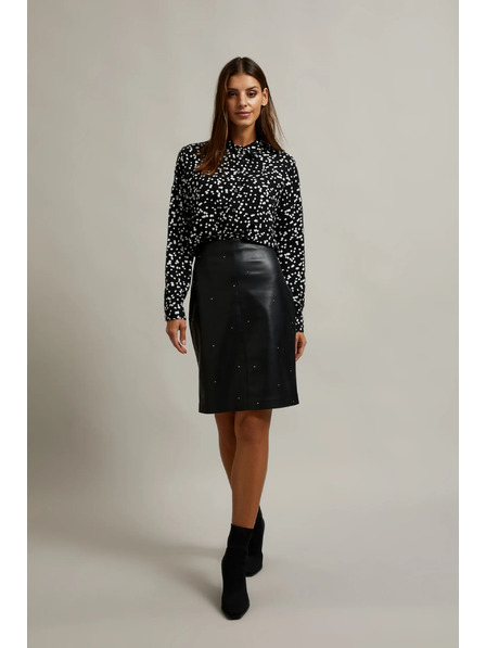 Moodo Wachsbeschichteter Bleistiftrock schwarz Moodo