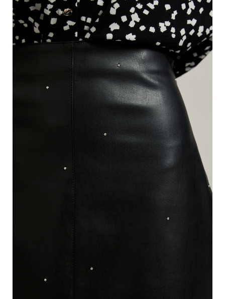 Moodo Wachsbeschichteter Bleistiftrock schwarz Moodo