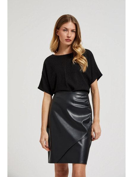 Moodo Bleistiftrock aus Öko-Leder schwarz Moodo
