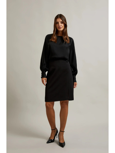 Moodo Bleistiftrock mit dekorativer Knopf schwarz Moodo