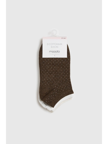 Moodo 3er-Pack Socken braun beige gestreift Moodo