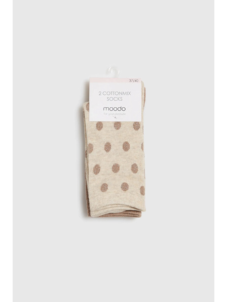 Moodo 2er-Pack lange Socken mit metallischem Garn verziert beige Moodo