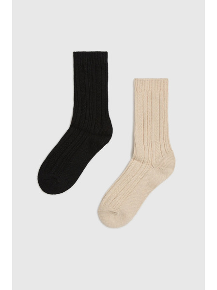 Moodo 2er-Pack lange Socken schwarz beige Moodo