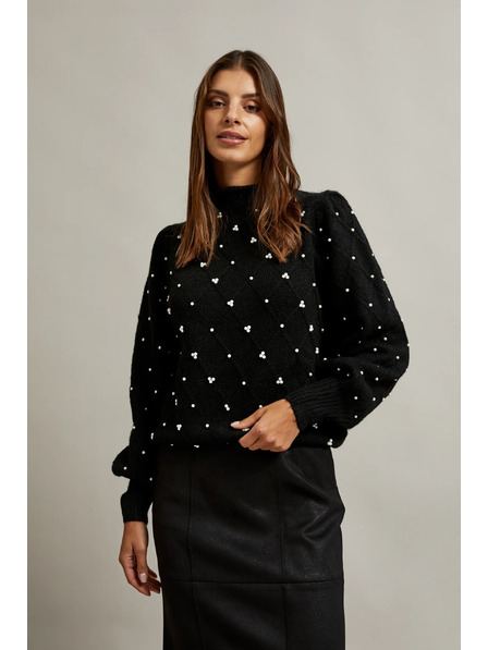 Moodo Pullover mit Perlen schwarz Moodo