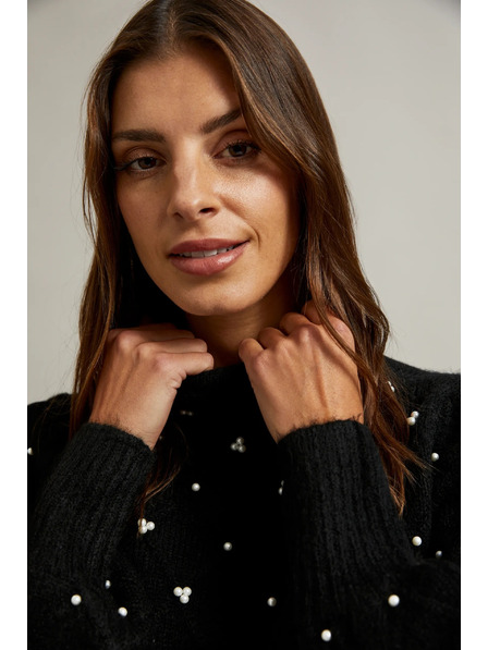 Moodo Pullover mit Perlen schwarz Moodo