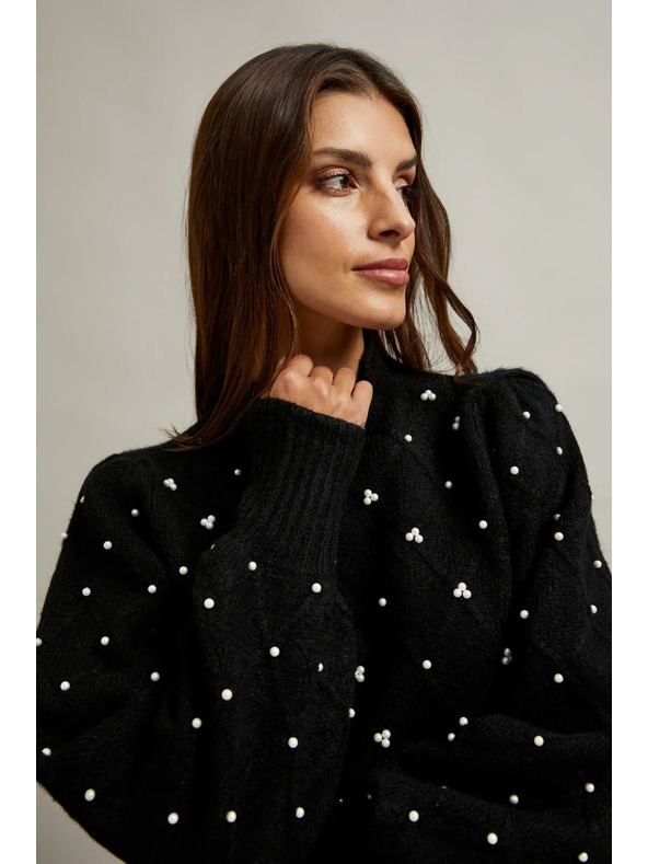 Moodo Pullover mit Perlen schwarz Moodo