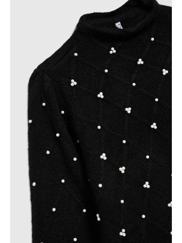 Moodo Pullover mit Perlen schwarz Moodo