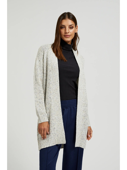 Moodo Beiger Cardigan in Oberschenkellänge Moodo