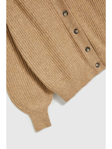 Moodo Beige Strickjacke mit Knöpfen und Ballonärmeln von Moodo