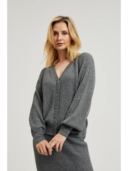 Moodo Grau Strickjacke mit Knöpfen und Ballonärmeln von Moodo