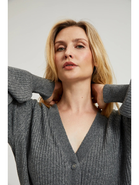 Moodo Grau Strickjacke mit Knöpfen und Ballonärmeln von Moodo