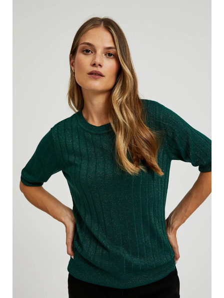 Moodo Viskose-Pullover mit Metallfaser in Grün von Moodo