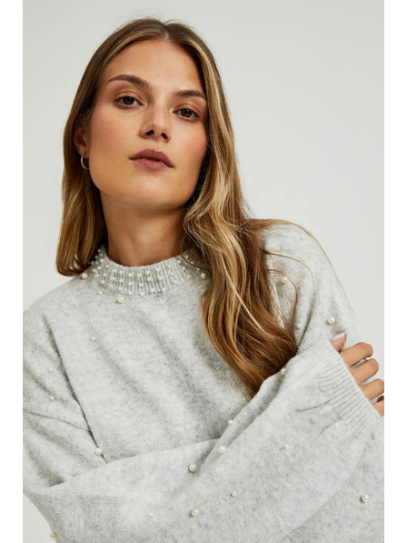 Moodo Pullover mit Perlen in Grau von Moodo