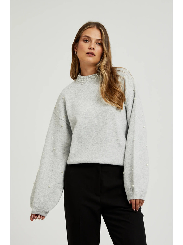 Moodo Pullover mit Perlen in Grau von Moodo