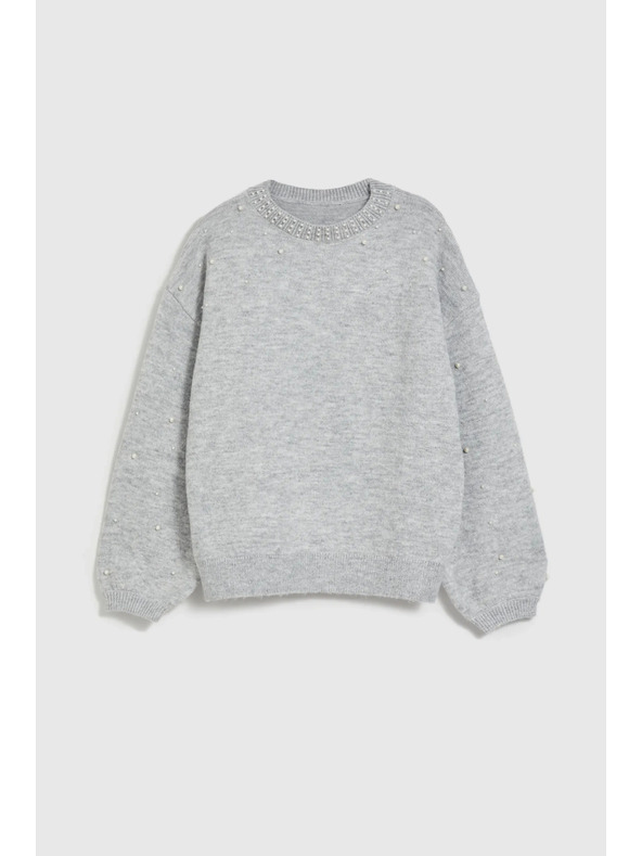 Moodo Pullover mit Perlen in Grau von Moodo