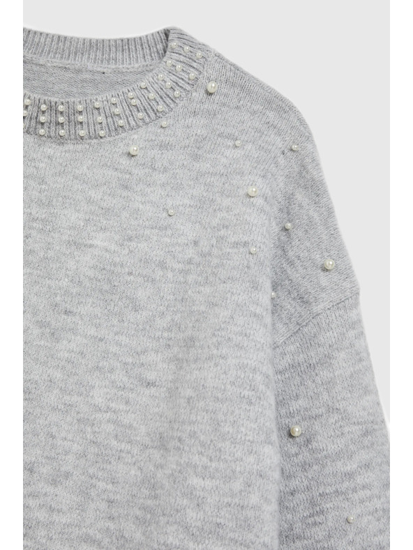 Moodo Pullover mit Perlen in Grau von Moodo