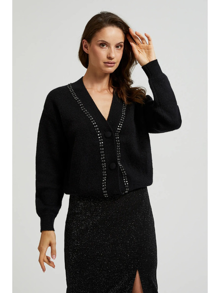 Moodo Schwarze Strickjacke mit Perlen von Moodo