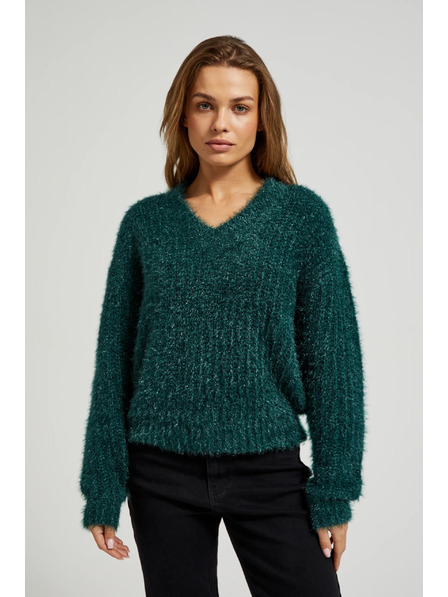 Moodo Flauschiger Pullover mit Metallfaden in Grün von Moodo