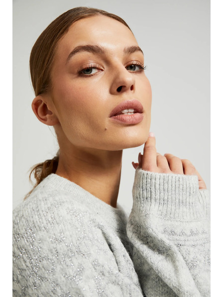 Moodo Pullover mit glänzendem Faden in Grau von Moodo