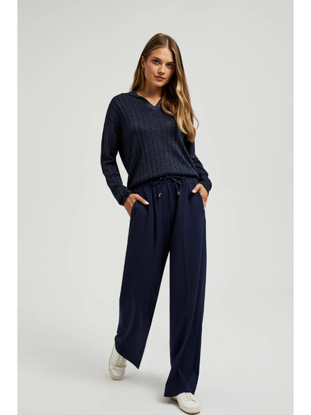 Moodo Pullover mit Kragen und Metallfaden in Dunkelblau von Moodo