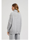 Moodo Rollkragenpullover mit dekorativem Zopfmuster grau Moodo
