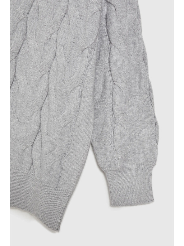 Moodo Rollkragenpullover mit dekorativem Zopfmuster grau Moodo