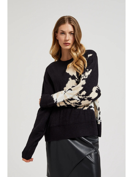 Moodo Gemusterter Pullover in lockerer Passform schwarz Moodo