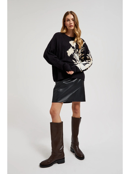 Moodo Gemusterter Pullover in lockerer Passform schwarz Moodo