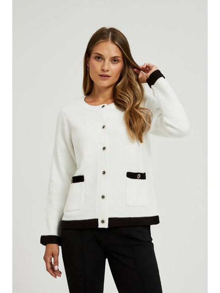 Moodo Strickjacke mit dekorativen Knöpfen weiß Moodo