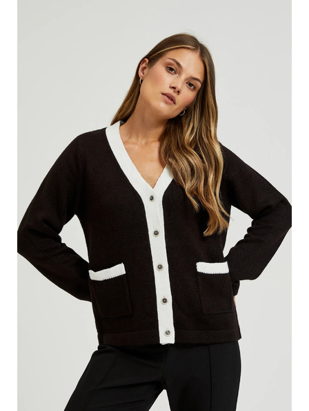 Moodo Schwarzer Cardigan mit dekorativen Knöpfen und langen Ärmeln Moodo