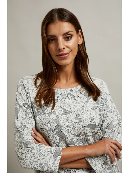 Moodo Pullover mit Blumenmuster und 3/4-Ärmeln weiß Moodo