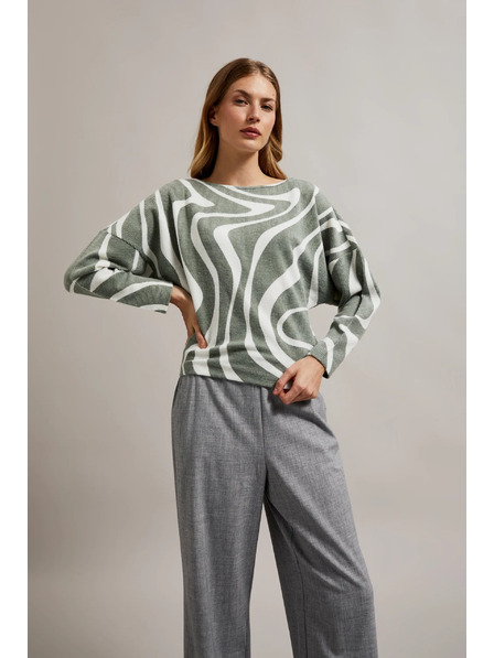 Moodo Bluse mit geometrischem Muster und langen Ärmeln olivgrün Moodo