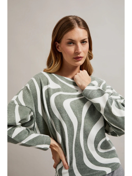 Moodo Bluse mit geometrischem Muster und langen Ärmeln olivgrün Moodo