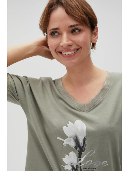 Moodo Baumwollbluse mit Druck olive Moodo