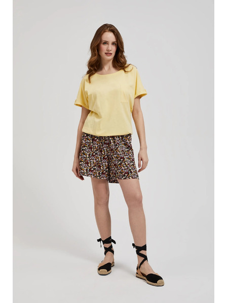 Moodo Gelbes T-Shirt mit Tasche und gepolsterten Ärmeln Moodo