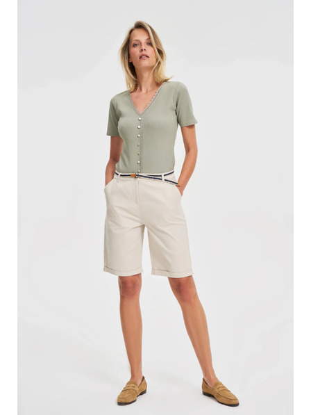 Moodo Baumwollshorts mit Gürtel beige Moodo
