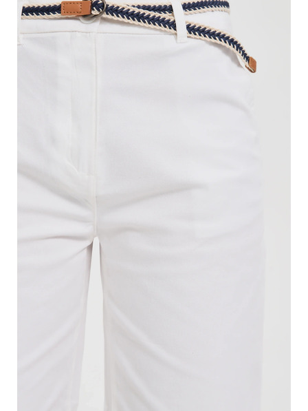 Moodo Baumwollshorts mit Gürtel weiß Moodo