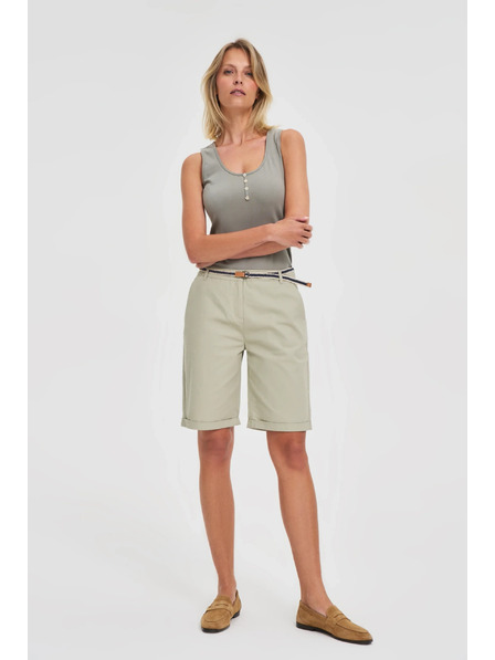 Moodo Baumwollshorts mit Gürtel olive Moodo