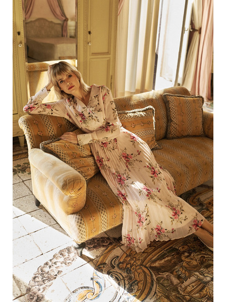 Moodo Moodo Damen Kleid mit Blumenmuster