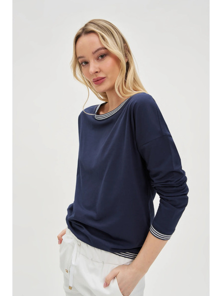 Moodo Dunkelblau Damen-Langarm-T-Shirt Moodo