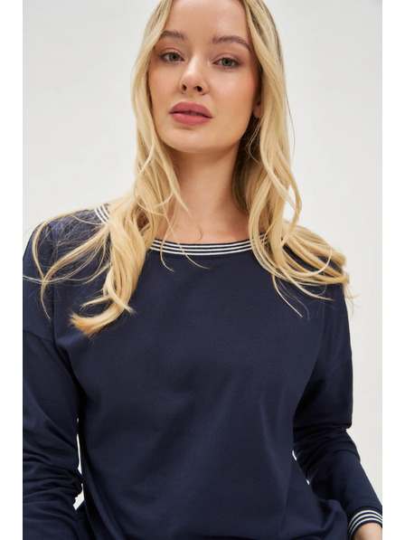 Moodo Dunkelblau Damen-Langarm-T-Shirt Moodo