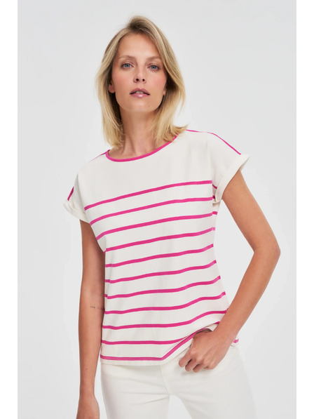 Moodo Fuchsiafarbenes Damen-T-Shirt Moodo